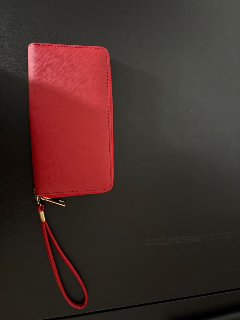 Red Wristlet Wallet with Gold Medallion - Picture 2 of 3